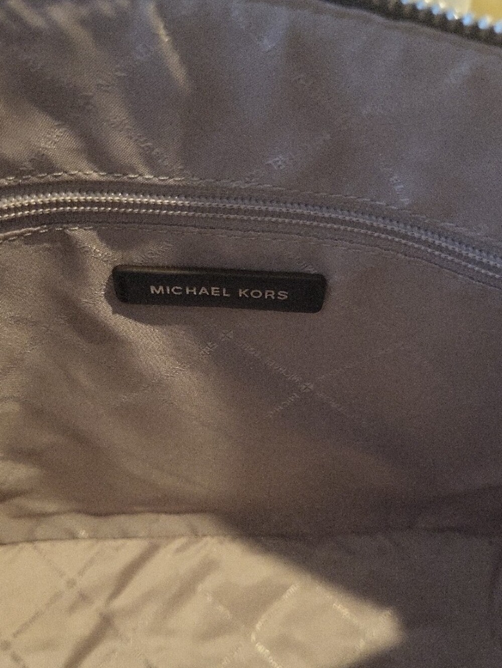 Michael Kors Navy MK Logo Tote with Silver Charm And Hardware - Picture 7 of 8